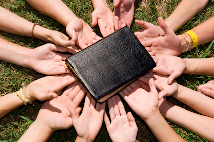 Youth Group Holding Bible